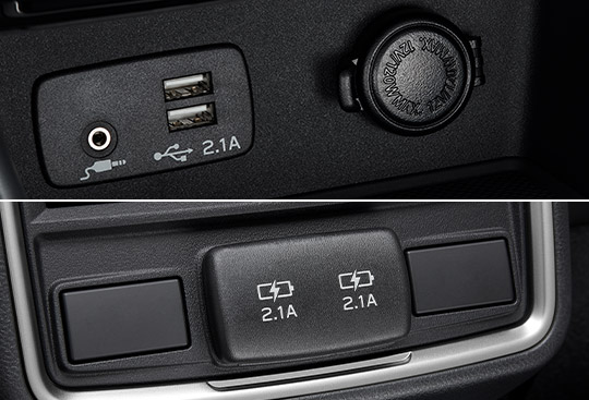 Puertos de Carga USB (Delantero y Trasero)
